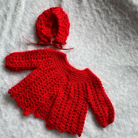 Handmade red sweater set 🎁 New! - Picture 2 of 6